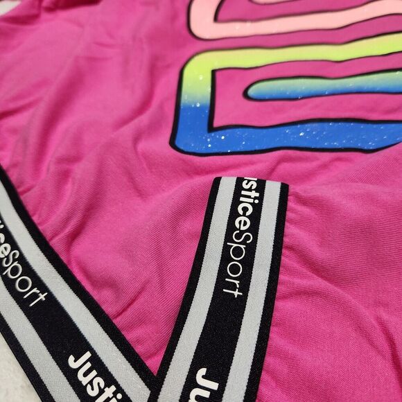 Justice Sweatshirt For Girl Pink Size XL Crop Logo Graphic with Tie Dye Bra - Picture 6 of 13